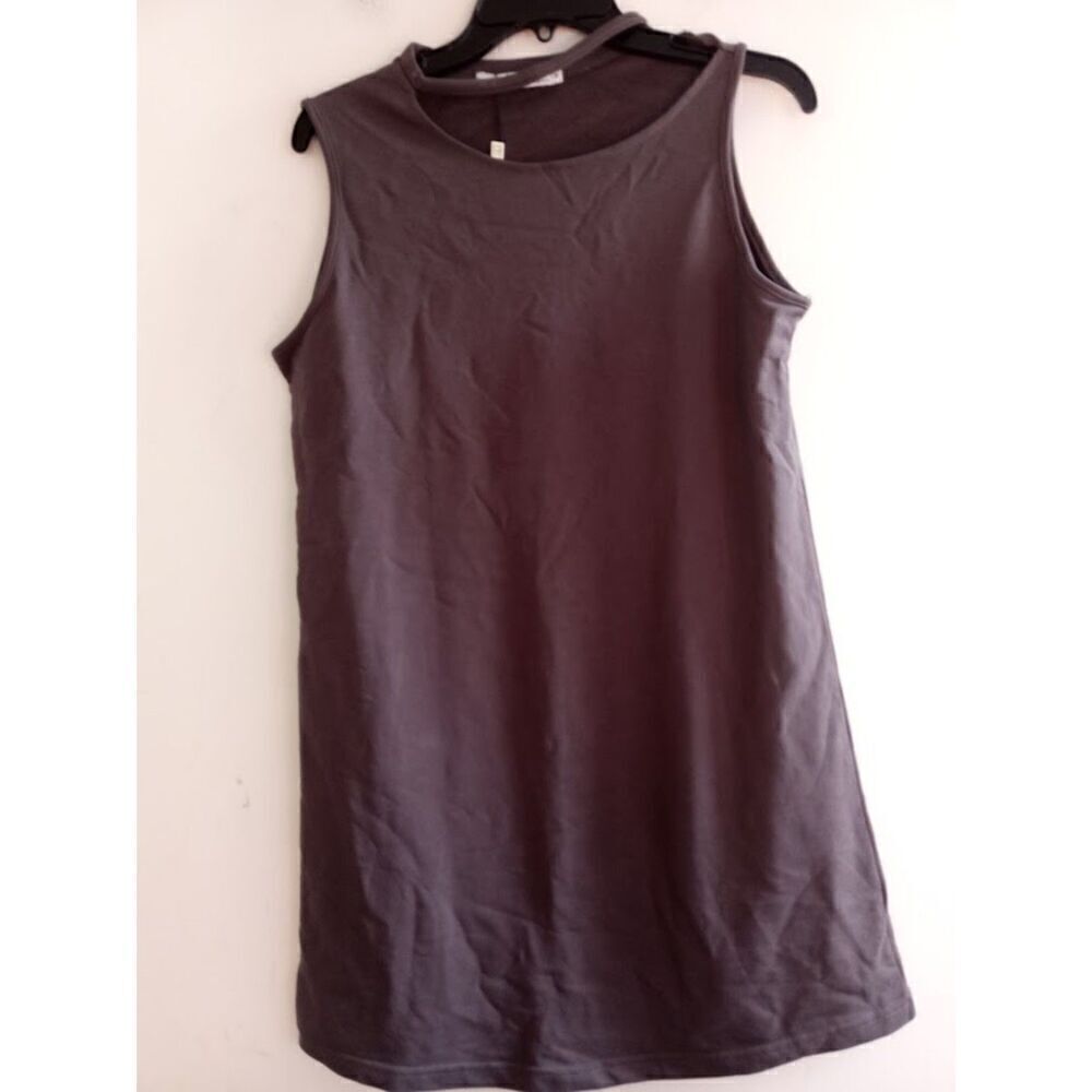 NWT By Egreis "Sandrea" Grey Cotton Sleeveless Knee Length Dress size Medium